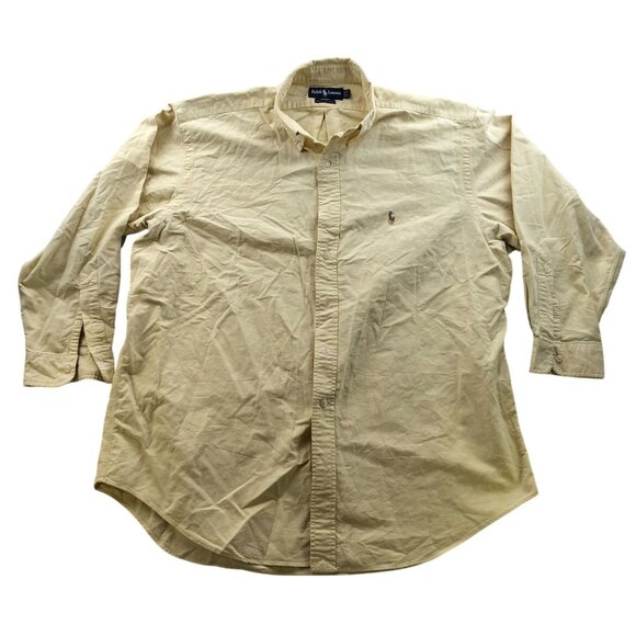Ralph Lauren Mens Dress Shirt Size XL Button Down Yarmouth Classic Yellow Casual - Picture 1 of 7